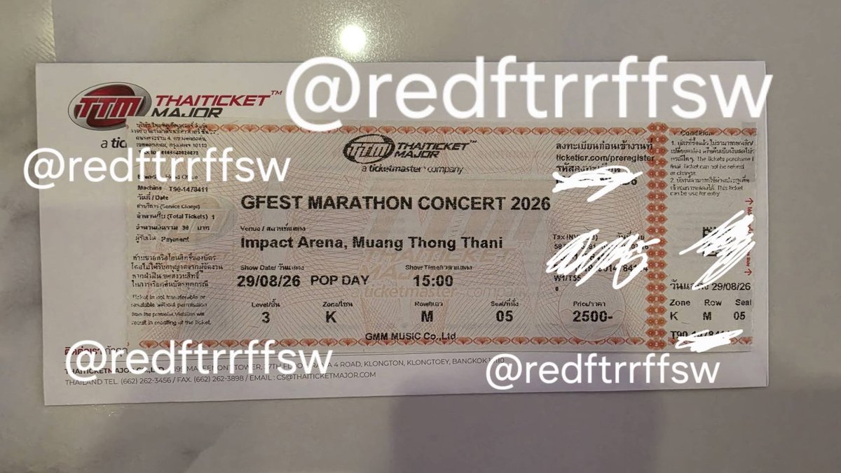 redftrrffsw's tweet photo. มีบัตรโซน 2,500 โซน K แถว M05 (1 ใบ)
บัตรวันเสาร์ที่ 29 กค. Pop day
ปล่อยบัตรราคา 5,000 บาทค่า 
สนใจทักมาได้เลยค่า 
นัดรับบัตรคอนหน้างาน หรือ ตาม BTS จากแยกคปอ-ห้าแยกลาดพร้าว 
#MarathonConcert2026 https://t.co/o0Rqoti19D
