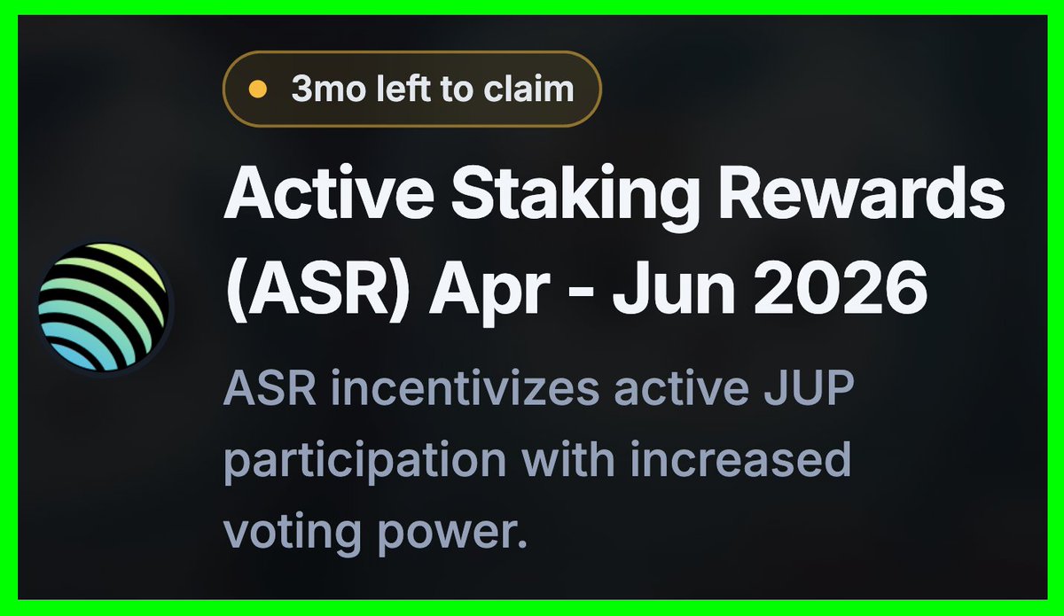 marinonchain's tweet photo. $JUP stakers - your ASR rewards are LIVE! 🪐

Jupiter just made your Solana Summer even better 🌞 https://t.co/g9KnXvlWZ7