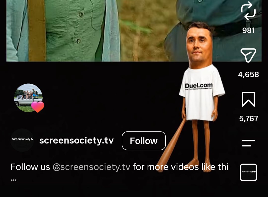 SchmeepoS's tweet photo. Growing up means old friends will start liking Charlie Kirk Tung Tung Tung sahur movie clips on reels https://t.co/b900WE9FVu