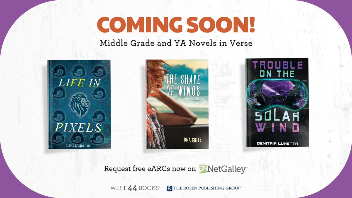 West44Books's tweet photo. Coming this August ✨

🐧 Life in Pixels — A VR game reveals secrets Leo never expected.

🦋 The Shape of Wings — C.C. discovers new possibilities through adaptive sports.

🚀 Trouble on the Solar Wind — Stella’s gaming skills may save her family’s ship.

https://t.co/xH5yvvAu1g https://t.co/RQ4Q6NPja3