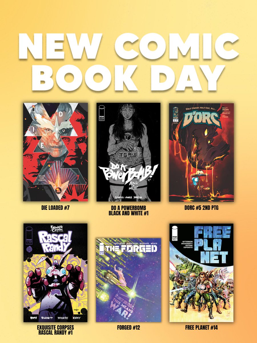 ImageComics's tweet photo. The greatest day of the week is here! It's New Comic Book Day. What Image titles are you grabbing?
https://t.co/GBs6Uhontl https://t.co/DPMBxmiUxT