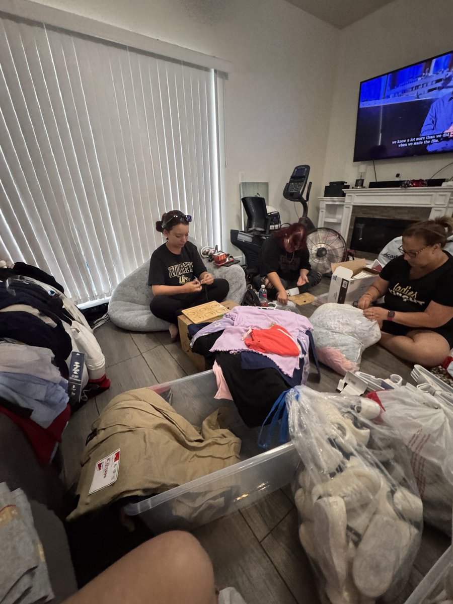 Britt__Jan's tweet photo. Sorting clothes for Saturday’s Back to School Extravaganza with @UCF_Football! 🚌 Splish Splash Summer Bash! 😎 https://t.co/JuBLsbMvHJ