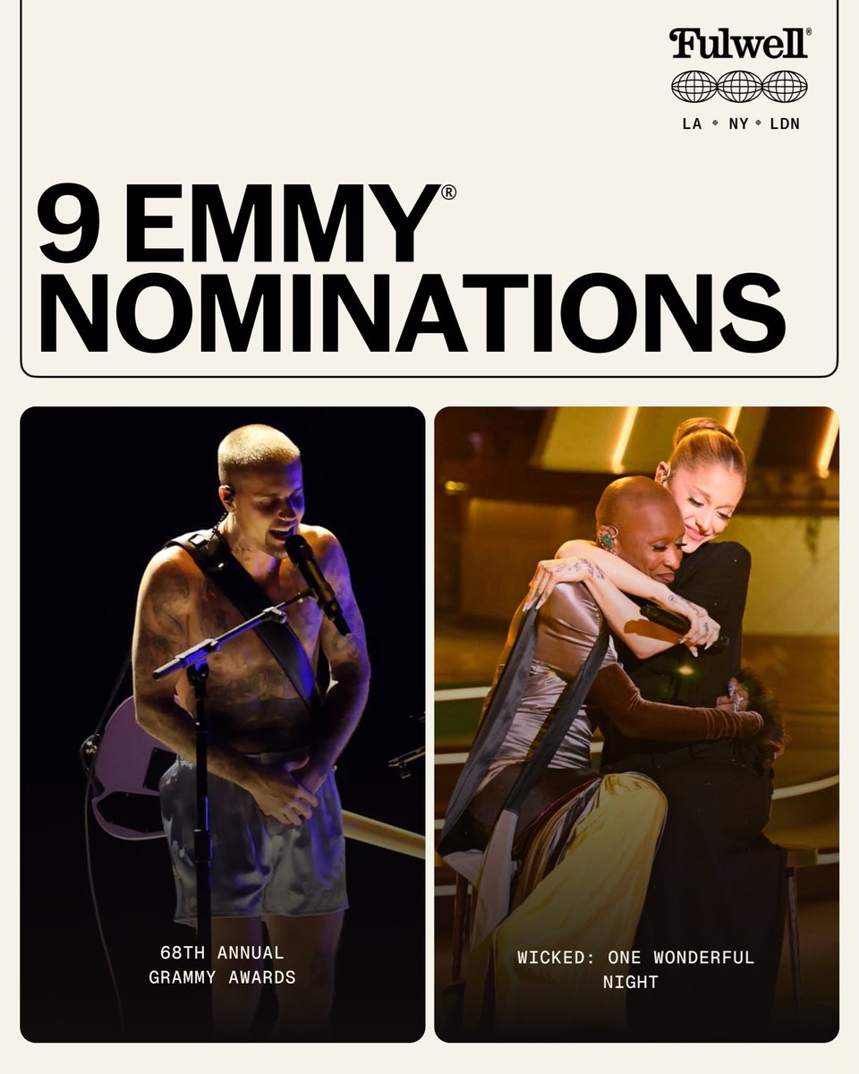 FulwellEnt's tweet photo. 9 Emmy nominations. LET’S GO 🤯🏆

Thank you to @TelevisionAcad for the recognition, and the biggest congratulations to our incredible team! https://t.co/cBCAvn2EVg