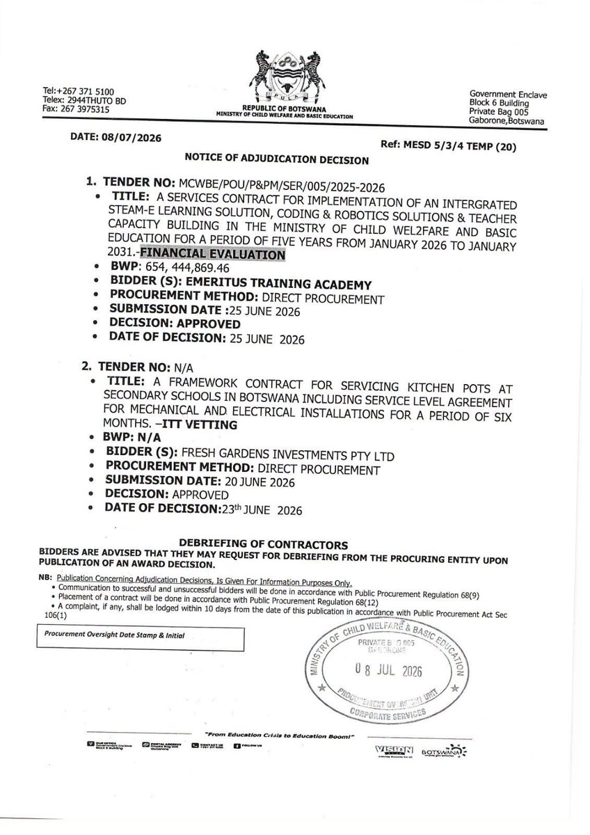 bkciti's tweet photo. Golo ha gatwe P654 million tender bid approved same day it was submitted ?? https://t.co/1mUaYPa2p8