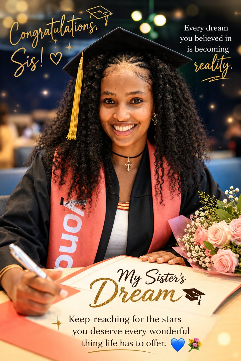 Afiye1952's tweet photo. My Sister's Smile 🌸💙💐
@Selu673495 Congratulations, my dear sister! May your smile always shine as brightly as it does today. Wishing you a future filled with happiness, success, and unforgettable moments.💫🎓💙💐
#BlueRevolution 
#RegimechangeinEritrea https://t.co/0UuZxmWE5X