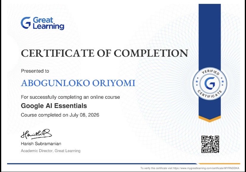 prenkoloaded's tweet photo. A big thank you to @FundNaijaInc for sponsoring my Google AI course. I’m honored to have completed the program and received my certificate. Here’s to continuous learning and growth! 🙌🎓
 #ThankYouFundNaija #GoogleAI #ContinuousLearning #Growth https://t.co/Gp6lKq3TAj