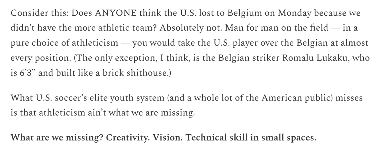 ChrisCillizza's tweet photo. Why aren't the U.S. men better at soccer? 

It's not that our best athletes don't play the sport.

In fact, that thinking is a BIG part of the problem. https://t.co/RtDxhXmZIF
