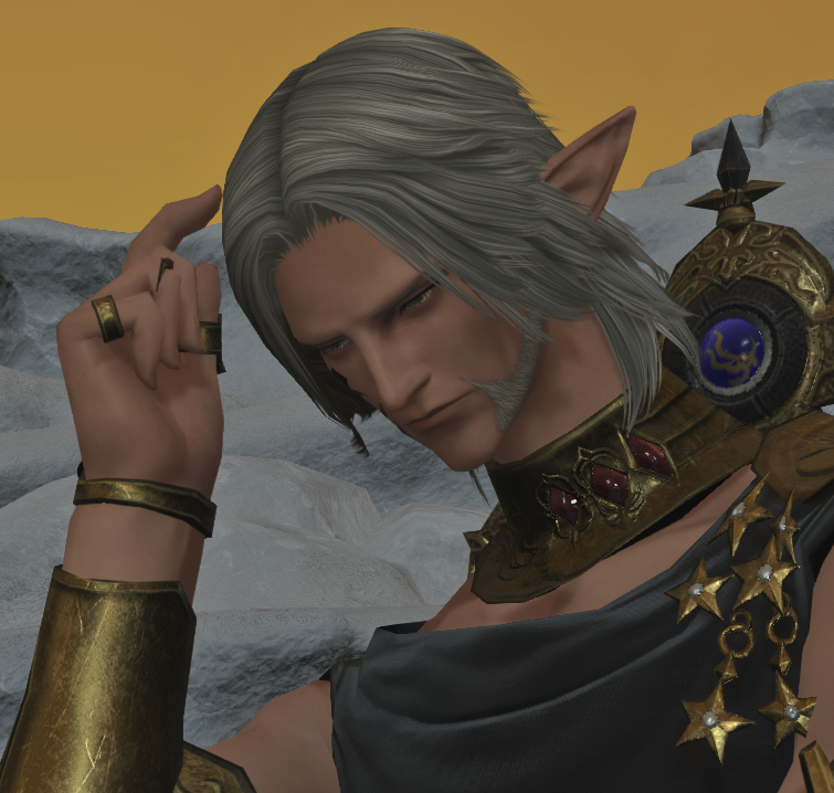 sickducking's tweet photo. i just know thancred gets cuteness aggression every time urianger starts thinking hard enough to hit this pose https://t.co/fgVkLzbSps