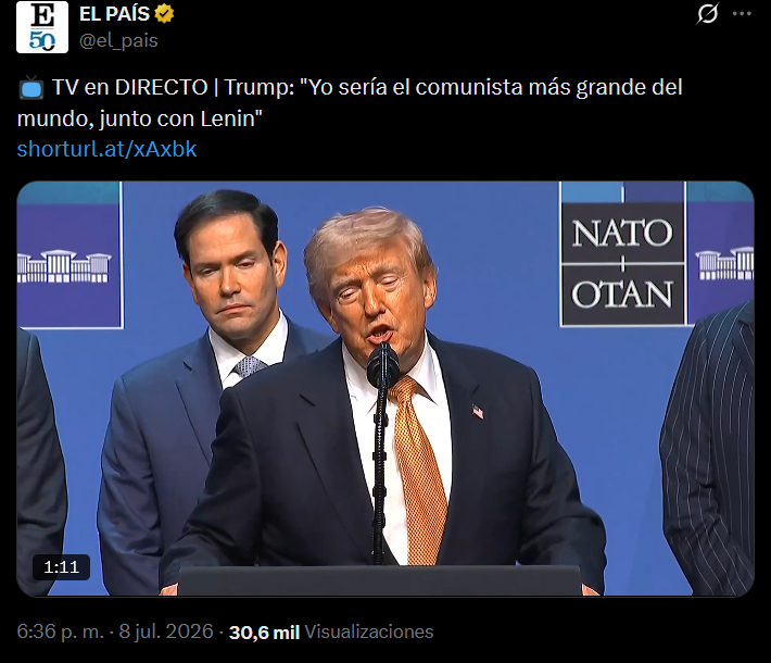 comuflauta's tweet photo. Resumamos el día de Trump:

1. Se ha equiparado a Lenin.

2. Ha dicho que "La República Islámica de Japón" les ha tirado 11 misiles a un portaaviones.

3. Ha llamado a Zelenski, "Vladimir Putin".

4. Ha dicho que Estados Unidos ha cortado comercio con España.

El día de hoy es histórico.