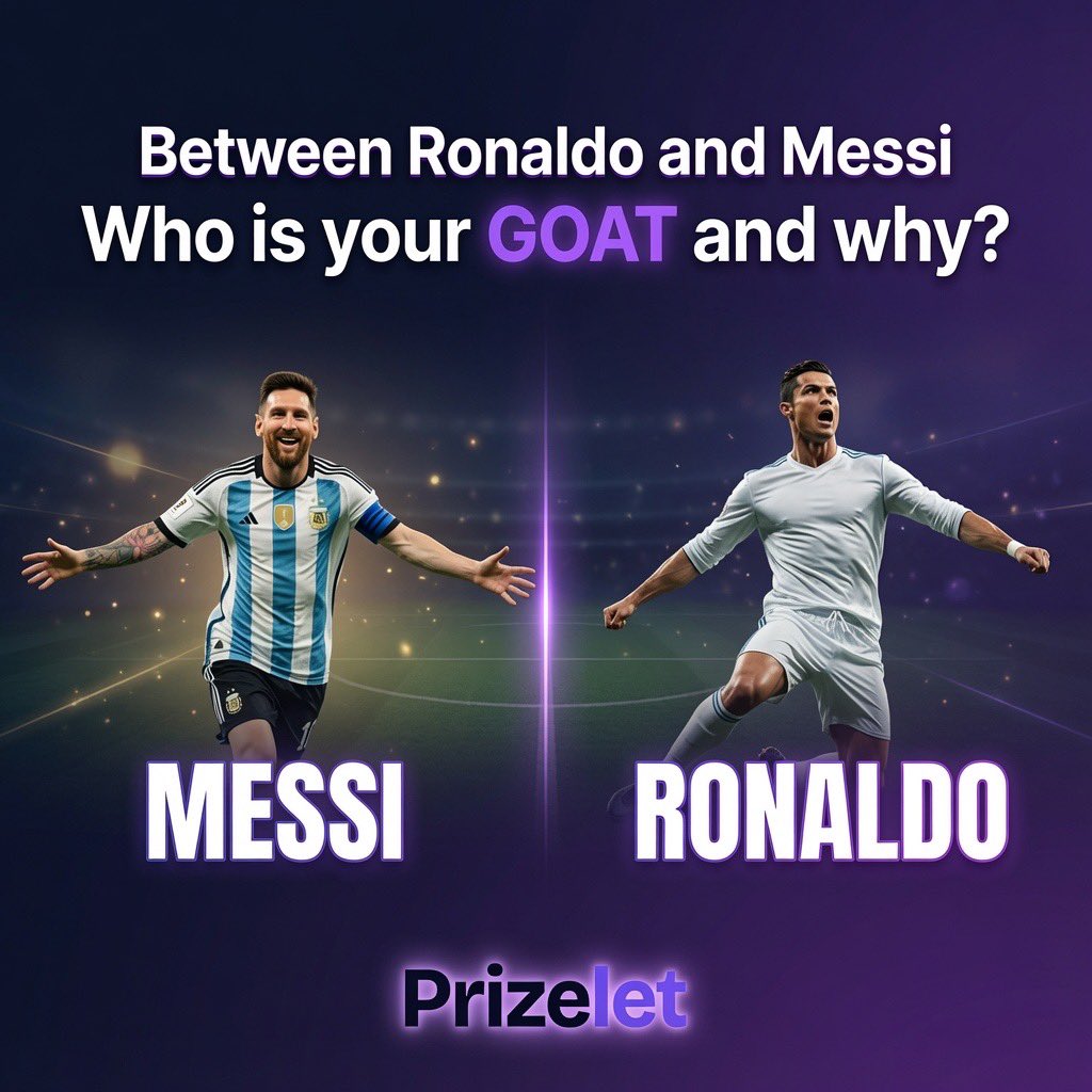 hey_josiah_'s tweet photo. Between Ronaldo and Messi who is your GOAT and why? 
Drop your pick and reason in the comments 👇
#Prizelet #GOATdebate #MessiVsRonaldo https://t.co/Lqi3g0A5vK