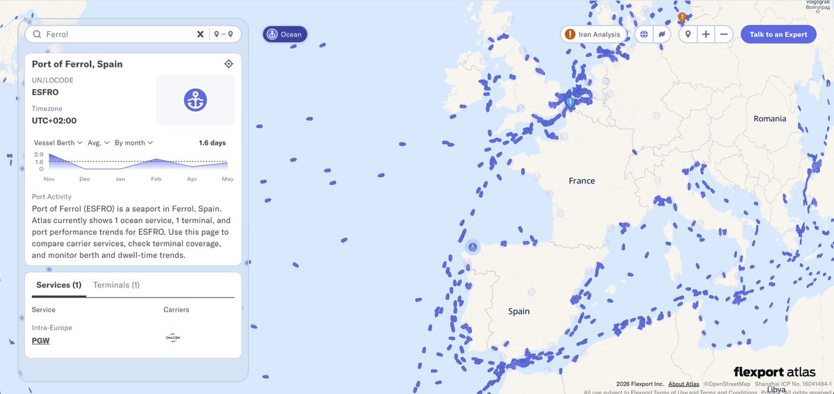 cyb_detective's tweet photo. Flexport Atlas
Worldwide map of ports with short info, statistics (vessel berth, vessel dwell) and schedules.
https://t.co/6K78nTZ6I0
Tip by @techjournalisto
#geoint https://t.co/Rq5ROn6fXo