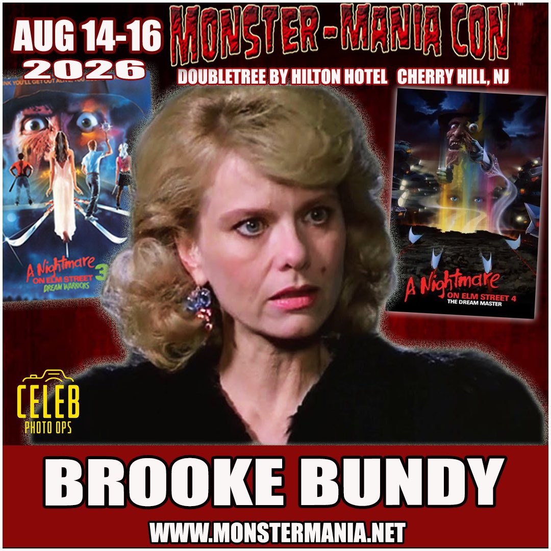 MonsterManiaCon's tweet photo. BROOKE BUNDY joins the #nightmareonelmstreet reunion at #monstermaniacon
Tix &amp; info: https://t.co/btPrXbzQYi 
 #dreamwarriors #Freddy #horror #horrorfamily #horrorfans #newjersey #philly #delaware #newyork #monstermaniacon #monstermania #freddykreuger #slasher https://t.co/cAUZr2TRtT