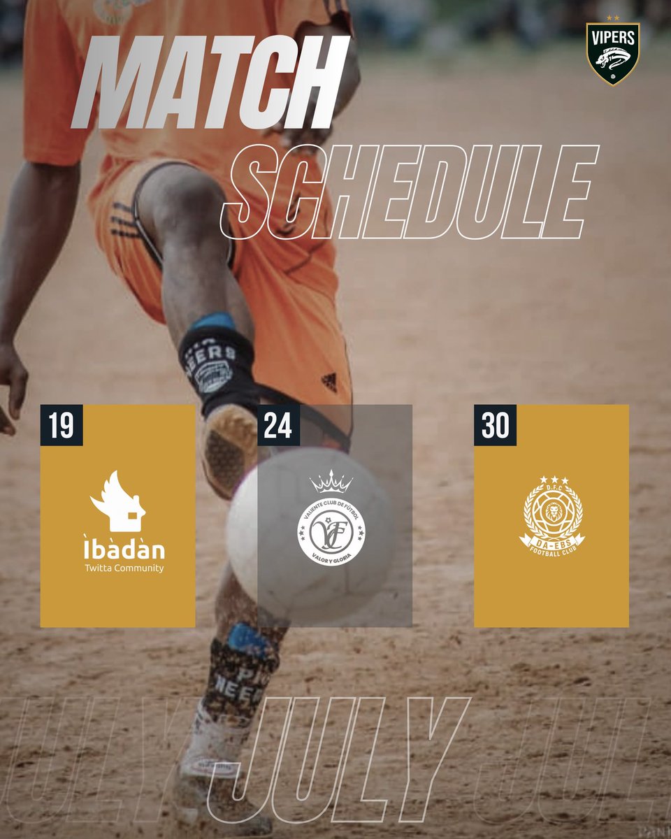talentedVipers's tweet photo. Warning issued. 🐍

Three friendlies. Three victims-in-waiting.

These fixtures aren't just warm-ups, they're a reminder that Vipers FC is built for pressure, hunger, and domination.

Fear the bite. Respect the badge. 🐍⚽

https://t.co/RSLVj9fCA7

#VipersFC https://t.co/bsIusmoJve