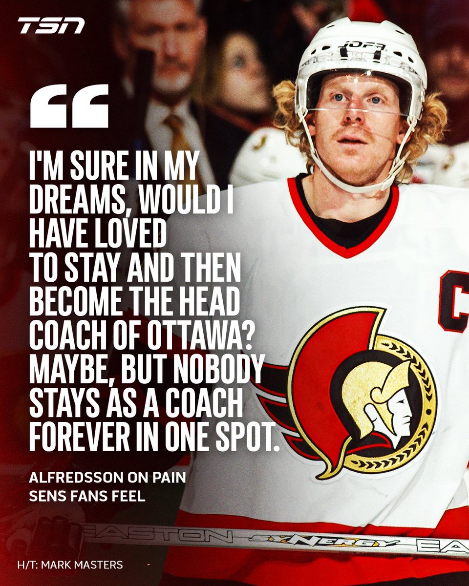 TSN_Sports's tweet photo. Daniel Alfredsson says he would've loved to stay and become the head coach of Ottawa one day, but knew he needed to pursue opportunities around the NHL to continue growing as a coach. https://t.co/0AVTKGL6Vj