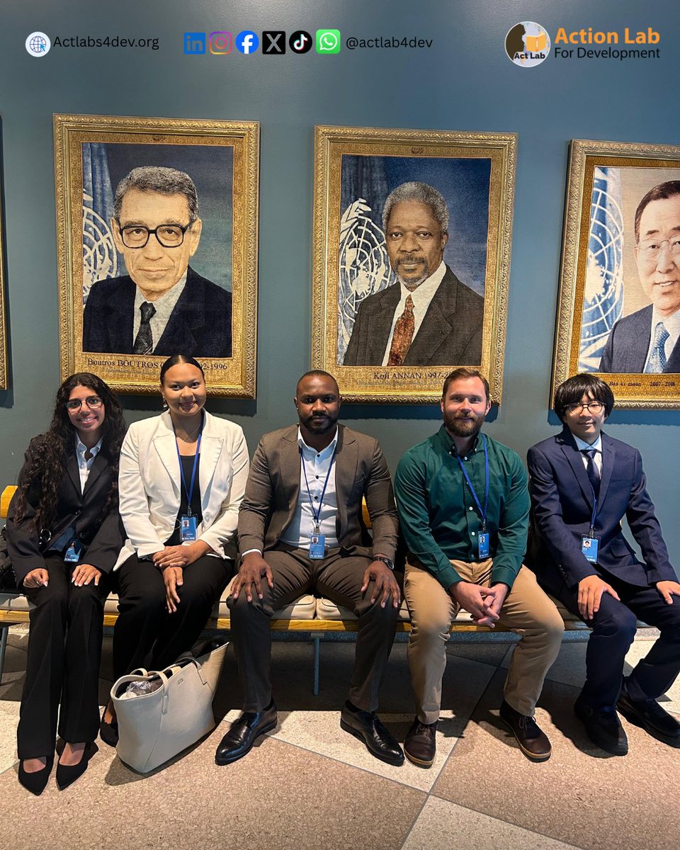 ActLab4Dev's tweet photo. We are thrilled to share that our five selected delegates, Christian Daru, Malak Kamel, Yiming Song, Amina Oueddo and Bryan Tumusiime Arinitwe, have arrived at and completed their first day at the 2026 High-Level Political Forum (HLPF) in New York.
#ACTLAB #HLPF #SDG #Delegate https://t.co/4eVlyTFj8p