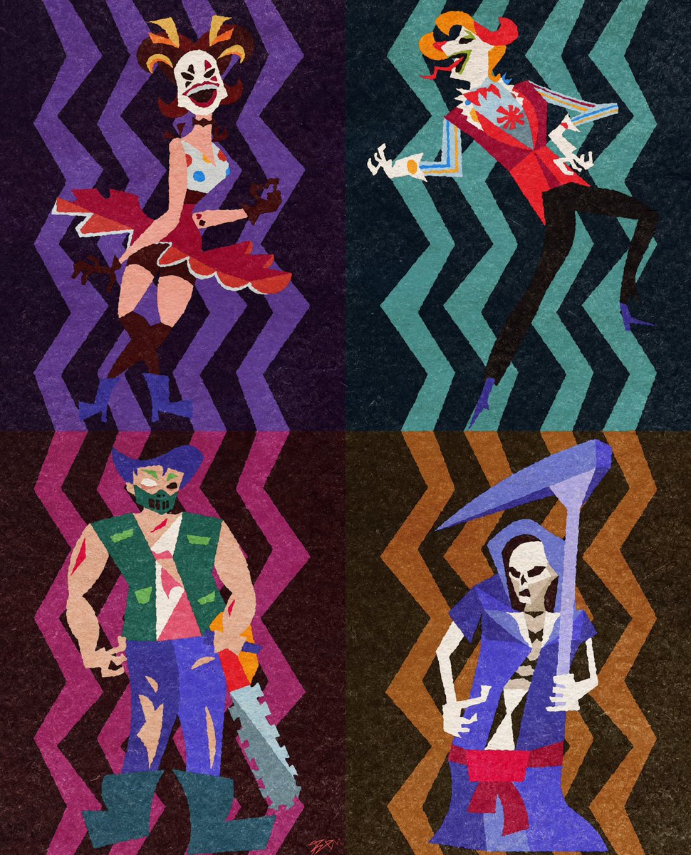 TheHorizoneer's tweet photo. illustration of characters which are also statues that can be found underneath frankenstein manor #HHN35 #DarkUniverse https://t.co/m25p2A6Cvg