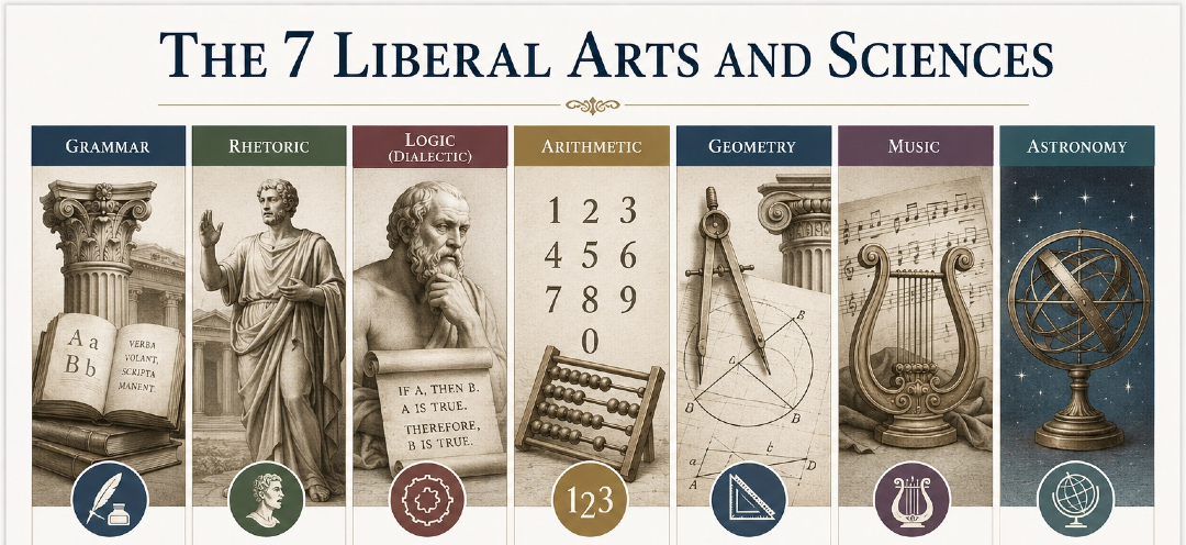 buckspgl's tweet photo. The 7 Liberal Arts &amp; Sciences

For centuries, the Seven Liberal Arts and Sciences formed the foundation of Western education, shaping the minds of philosophers, architects, statesmen, scientists, and master craftsmen. 

#bucksmasons #freemasonry #liberalarts https://t.co/yMR91CnW6J