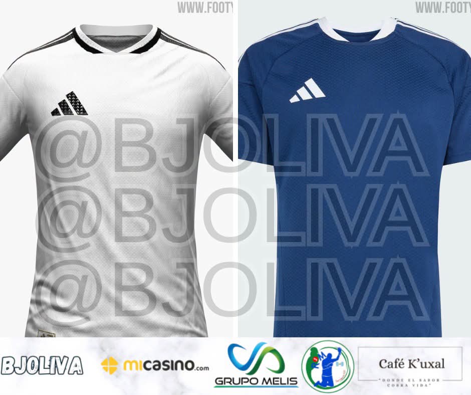 BJOLIVA's tweet photo. Comunicaciones podría usar estos templates para su camisola Temporada 2026-2027. Regresaría el azul como segundo. 

Serían presentados en los próximos días ahora que ya está confirmado Bantrab, quien usará únicamente su logo, sin GULF y TacoBell, y los demás un poco más pequeños. https://t.co/wIK39qGosx
