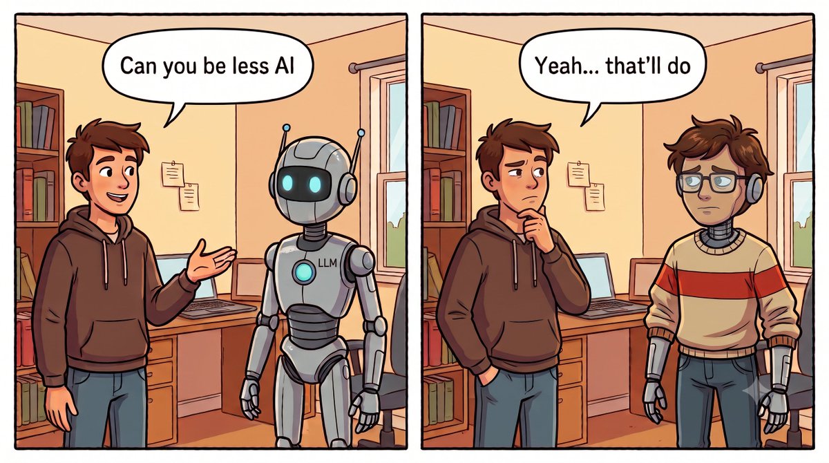 wahidrahim's tweet photo. I've been getting more out of this one-liner prompt than I'd like to admit:

"Remove, replace, or rephrase common AI-isms."

I mostly use it when after the model clobbers my original voice and tone.

Most LLMs are surprisingly good at identifying these patterns and cleaning them up. The results aren't perfect, but often much better than expected.

I've found Gemini tends to make things overly terse and dry with this prompt while Opus and Grok have been better.

I have not subjected Fable to such menial tasks, yet.

As always, output is only as good as the input.

What's the one-liner prompt you reach for most?