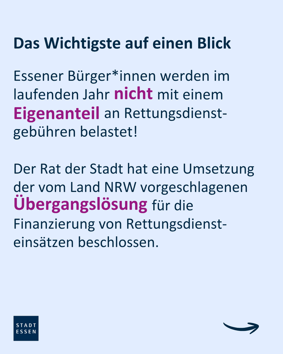 Essen_Ruhr's tweet photo. 🚑Neuer Stand zum Thema Rettungsdienstgebühren: Der Rat der Stadt Essen hat heute (8. Juli) eine Übergangslösung für die Finanzierung von Rettungsdiensteinsätzen beschlossen. Wie es mit Fehleinsätzen aussieht und wer zahlt, erfahrt ihr hier.

👉https://t.co/pwjaKhNgBP https://t.co/54VaQWF1CI