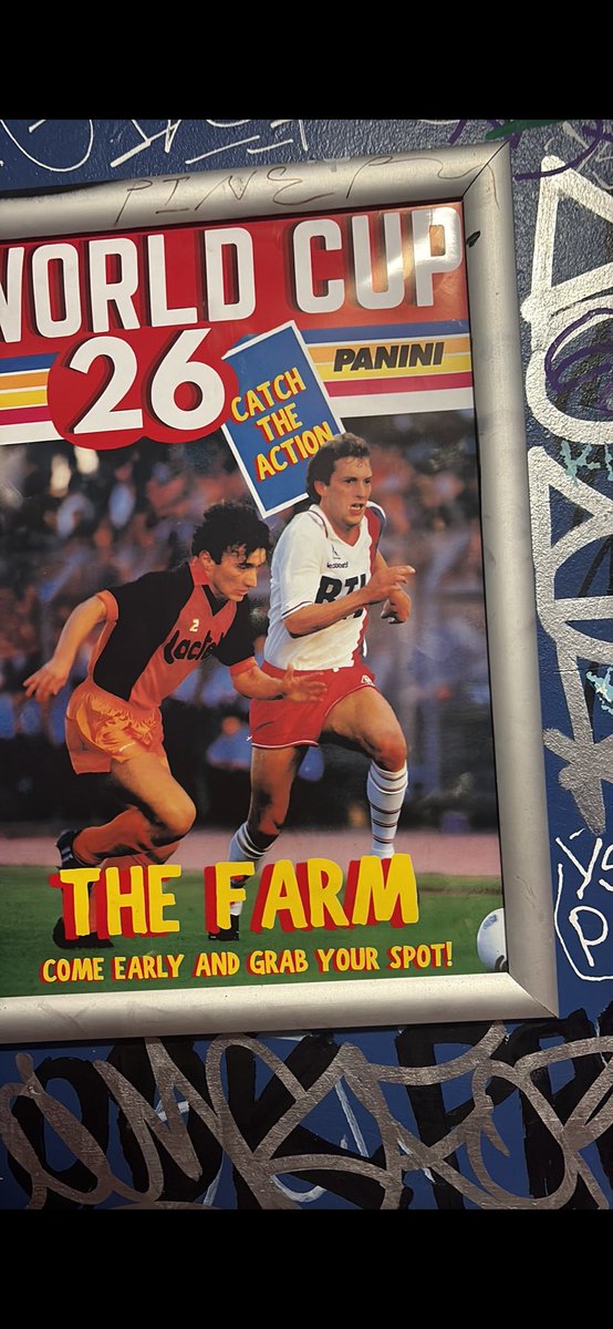 FootballCliches's tweet photo. What better way to promote your pub's 2026 World Cup coverage than that iconic image from Laval 2-2 PSG, Ligue 1, August 2nd 1985?