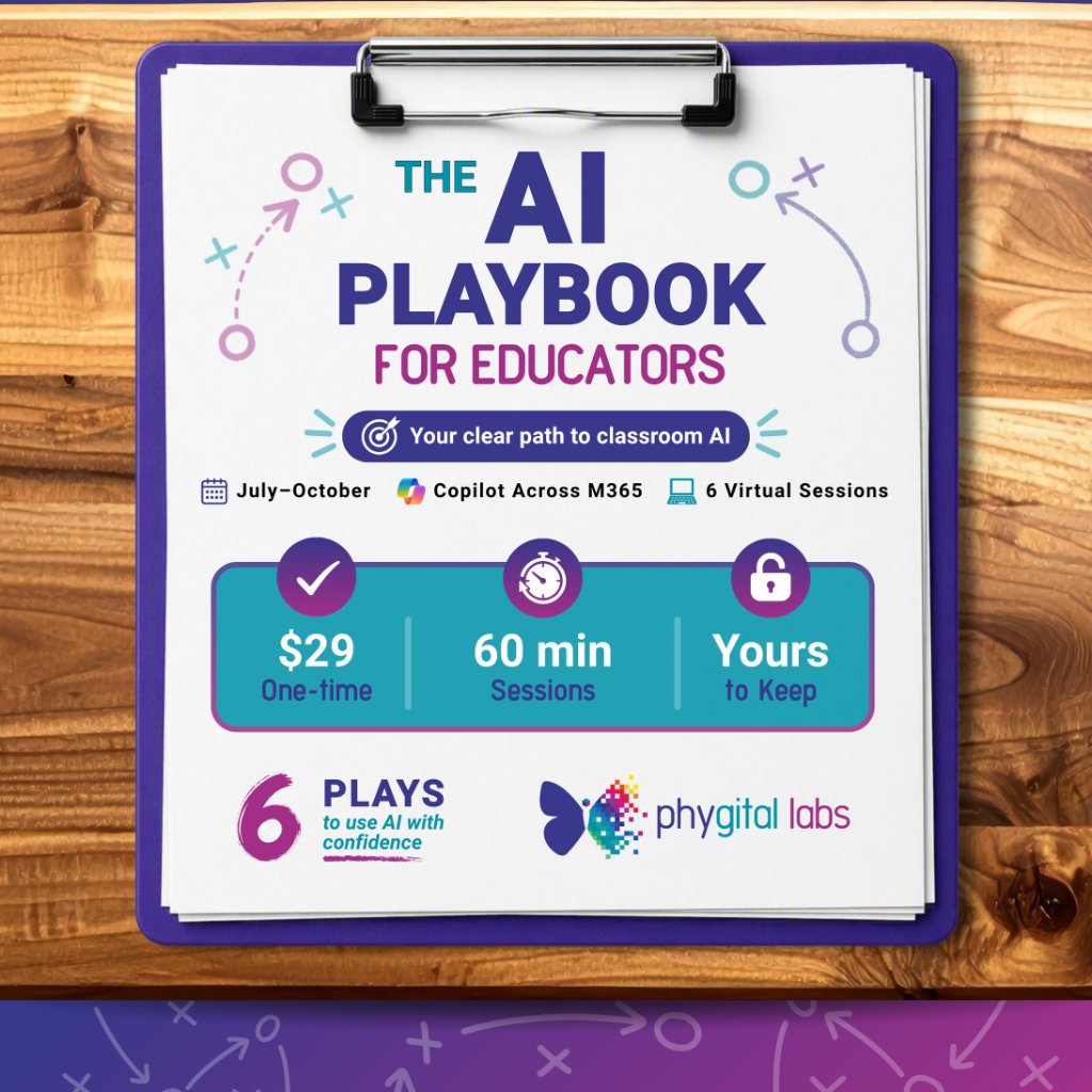 PhygitalLabs's tweet photo. Finally, a way to get Phygital Learning for individual educators without having to book a workshop for your entire staff! Consider this your back-to-school gift to yourself. Join us every other Wednesday for one hour. https://t.co/635Tb1It2c