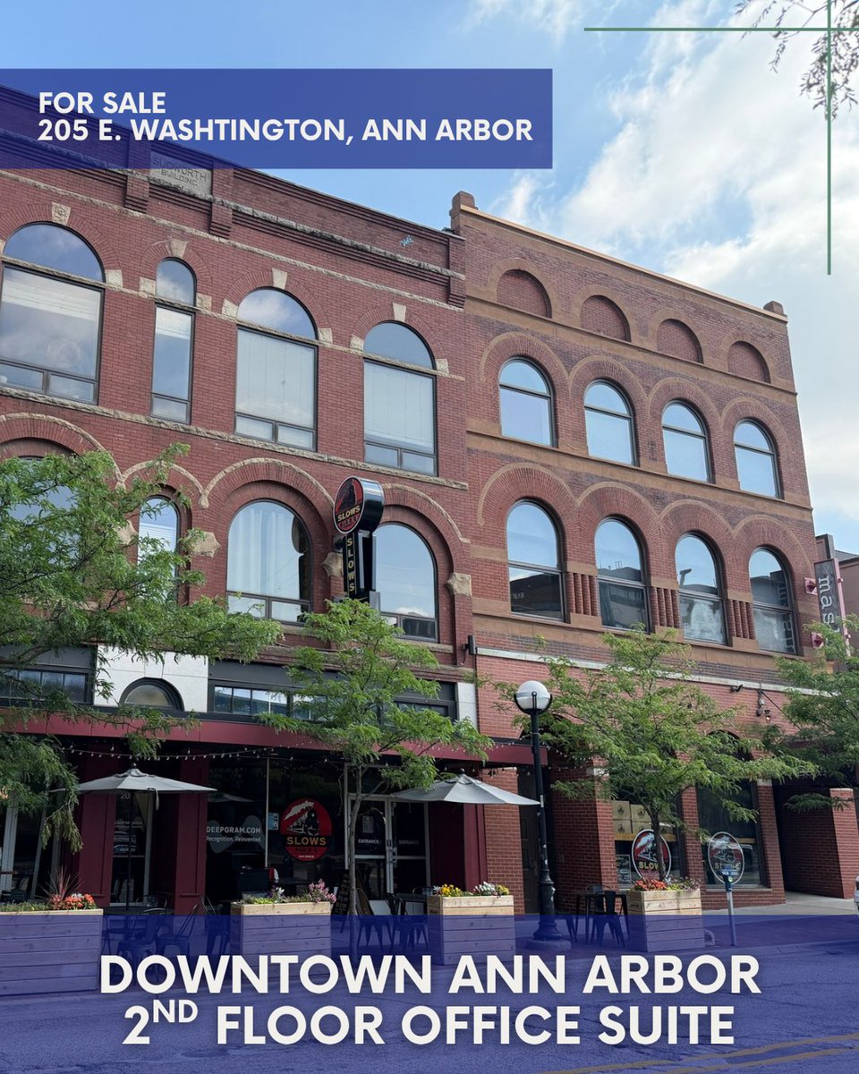 SwiComm's tweet photo. For lease in the heart of downtown Ann Arbor, this stunning 2,000 SF 2nd floor office blends historic character with modern convenience. Featuring exposed brick, soaring ceilings, hardwood floors, private elevator access, and kitchenette this is an office designed to impress. https://t.co/cbtlFGxMp7