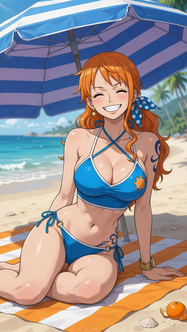 DaddyJim's tweet photo. What's she actually got in that beach bag? #OnePiece #Nami https://t.co/Jwc2xHExpW