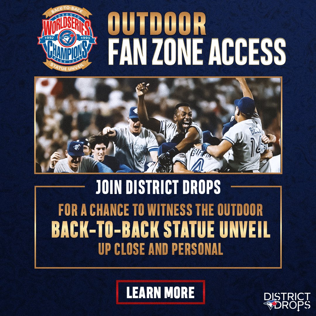 BlueJays's tweet photo. Join District Drops for a chance to witness the outdoor Back-To-Back Statue unveil up close and personal!   DETAILS: https://t.co/wNHQ6qQbVa https://t.co/RcL3iFPzSM
