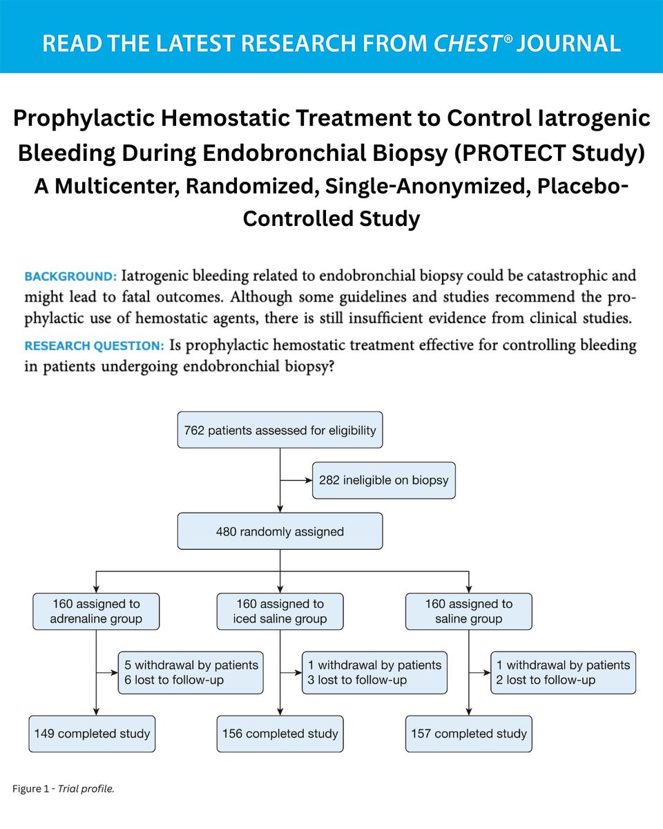 accpchest's tweet photo. Is prophylactic hemostatic treatment effective for controlling bleeding in patients undergoing endobronchial biopsy?
Read the original research in the July issue of the journal CHEST®: https://t.co/fCix764ZRN
#MedEd #JournalCHEST https://t.co/1nlwsPA4Lq