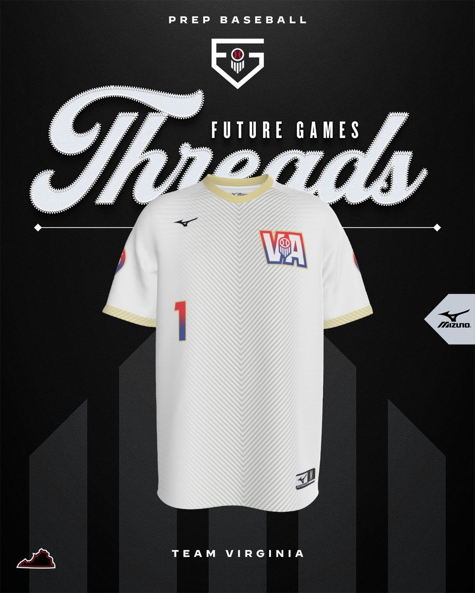 PrepBaseballVA's tweet photo. 🔥 Future Games Threads 🔥
It's time to turn up the heat! Introducing jerseys for #TeamVA for the 2026 Prep Baseball Future Games.
We are two weeks away from the best event in the country!
@prepbaseball || @MizunoUSA
#PBFG26 https://t.co/csLY10M6ZI