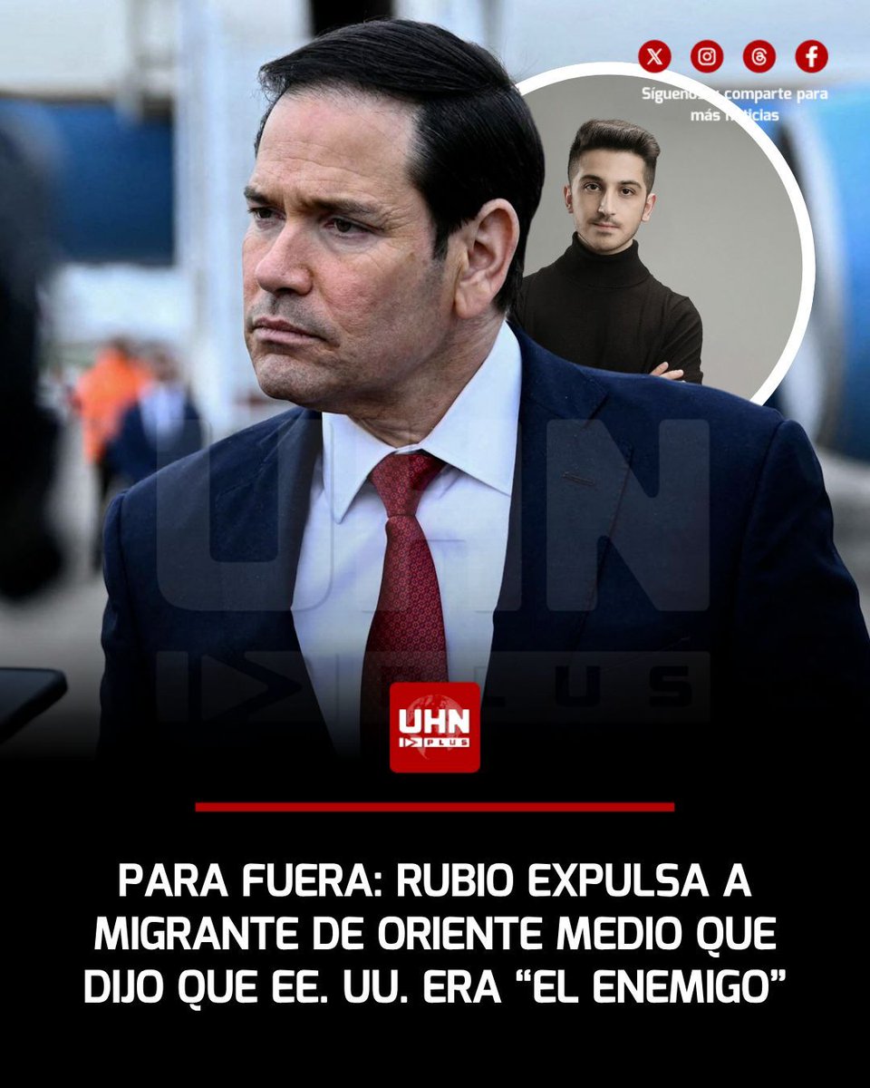 UHN_Plus's tweet photo. 🇺🇸🇰🇼‼️ | El Secretario de Estado, Marco Rubio, revocó la green card y ordenó la expulsión del kuwaití Tareq Alkhudari. Según The Daily Wire, el sujeto se encuentra bajo custodia federal tras descubrirse sus publicaciones en redes sociales, donde llamaba a EE. UU. "el enemigo" y apoyaba a terroristas.