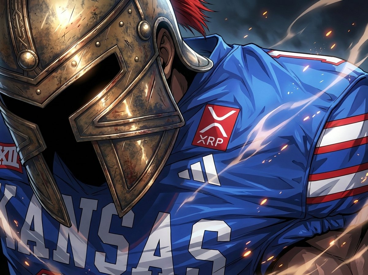 ARMY_XRP589's tweet photo. First, they ignored the rails.  

Now $XRP is on the uniform. 

Infrastructure is stepping into culture. 

Rock Chalk.  

XRP on the field. 
ARMY behind the banner.
https://t.co/FOIKbYlXRm https://t.co/yeF9kkpQEu