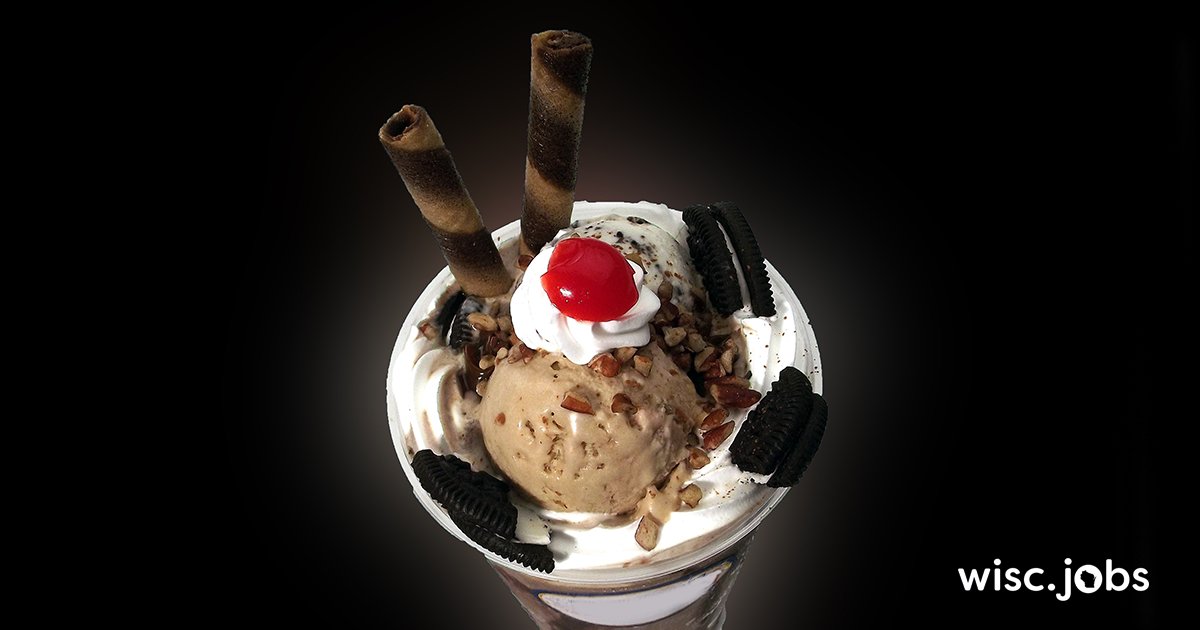 wiscjobs's tweet photo. It’s #NationalIceCreamSundaeDay! If you wanta career as a #Cook at one of our facilities, we have options all across the state. Grab a bowl, a spoon & some #HotFudge & find a job that will be the cherry in your career search! #WIjobs #GovJobs #IceCream https://t.co/Do0jbh5JJs https://t.co/UUoRitDZUe