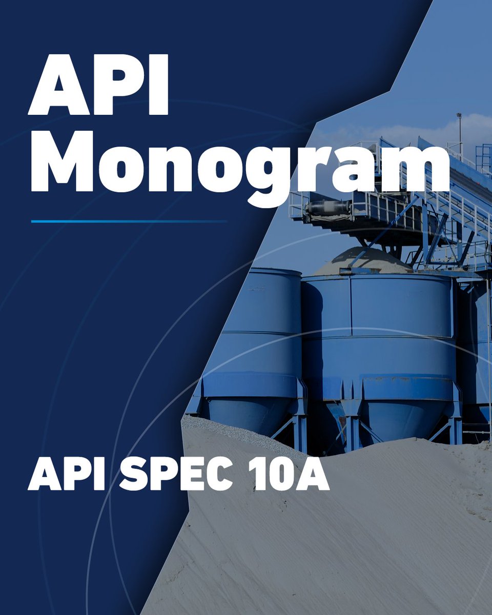 APIGlobal's tweet photo. Cement your credibility. API Monogram licensing covers well cements and casing centralizers built to API Spec 10A and 10D. 

If you manufacture for well integrity, your products deserve the mark.
https://t.co/m5ch9qVAM3 https://t.co/qF0jfeDoKk
