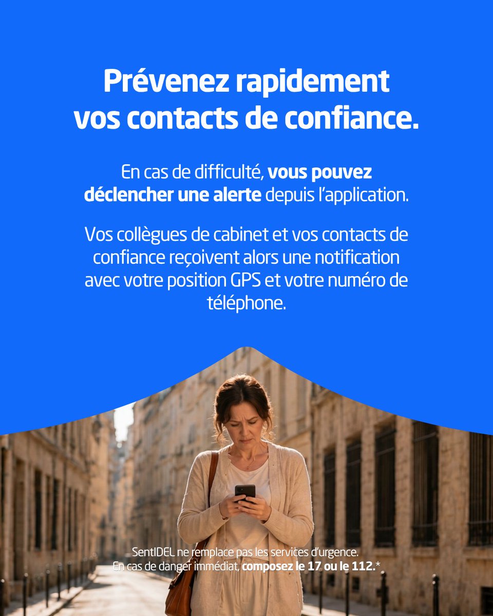 FNIofficiel's tweet photo. 🚨 Nouveau : découvrez SentIDEL, l'application gratuite développée par la FNI pour les infirmiers libéraux.

✔️ Check-in avant visite
✔️ Alerte de vos contacts de confiance en cas de difficulté
✔️ Respect de vos données personnelles

📖 En savoir plus :
https://t.co/bpJAzN0EkE

📲 Télécharger l'application :
https://t.co/CDZEpjU2Cs

#IDEL #FNI #SentIDEL