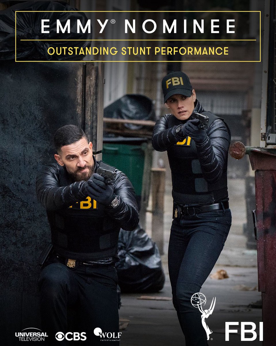 WolfEnt's tweet photo. Emmy-nominated @FBICBS for Outstanding Stunt Performance and Outstanding Stunt Coordination for a Drama Series #FBI https://t.co/bUsRo2MUtw