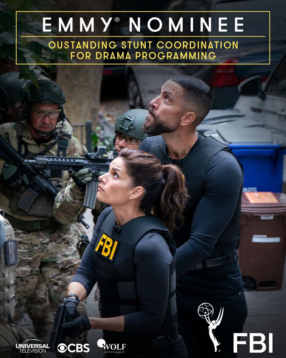 WolfEnt's tweet photo. Emmy-nominated @FBICBS for Outstanding Stunt Performance and Outstanding Stunt Coordination for a Drama Series #FBI https://t.co/bUsRo2MUtw