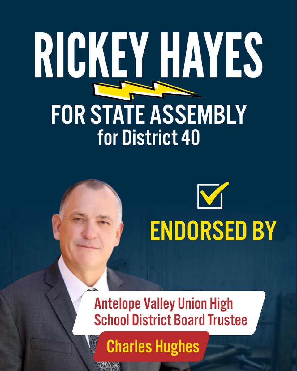 Rickey4Assembly's tweet photo. I am proud to be endorsed by two local education leaders, Dr. Aakash Ahuja and Charles Hughes! Together, we can bring common sense back to our schools, improve academic performance, and ensure parents have a stronger voice in their children’s education. #AD40 https://t.co/um1ZsAUI91