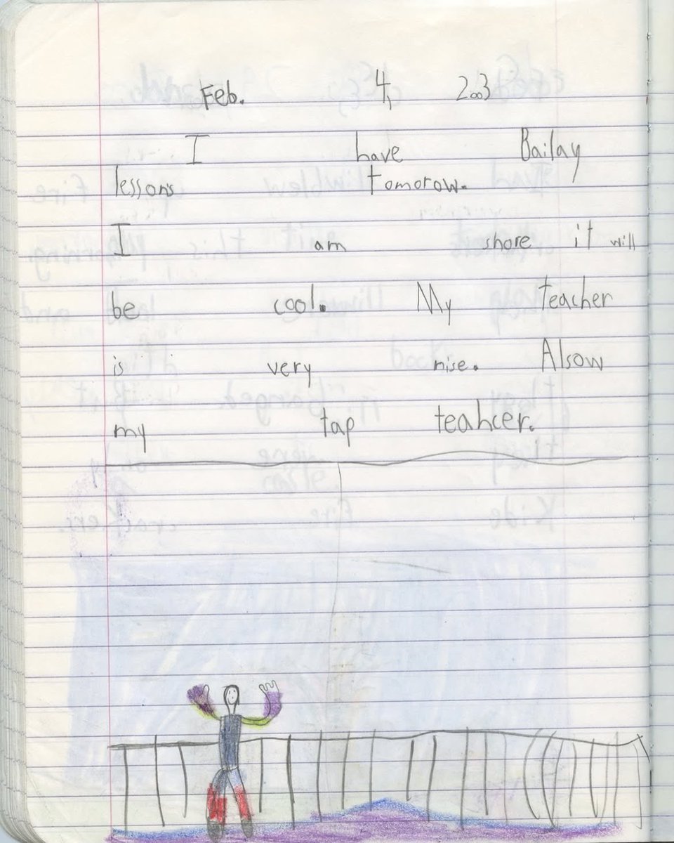 GETCAKEDlEYOUNG's tweet photo. Liza shares a diary entry written by Peep at the age of six: “I have ballet lessons tomorrow. I am sure it will be cool. My teacher is very nice. Also my tap teacher.” Peep took dance lessons as a kid and his mom, Liza, has spoken about how much he loved ballet. https://t.co/WJuy55ECVs