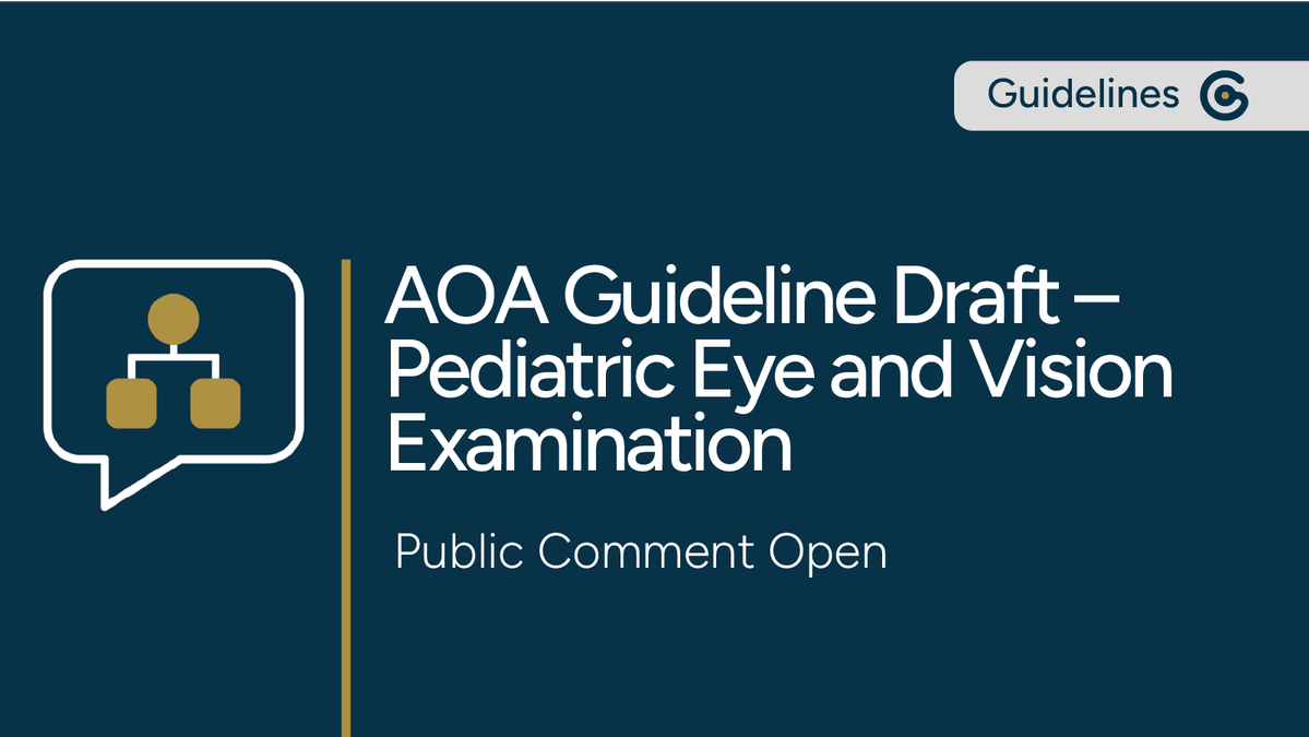 GuidelineCent's tweet photo. The American Optometric Association just opened a draft manuscript of the second edition of the guideline on pediatric eye examinations to public comment. #ophthalmology https://t.co/84lJ1cFGGN https://t.co/w5MsKavdsV