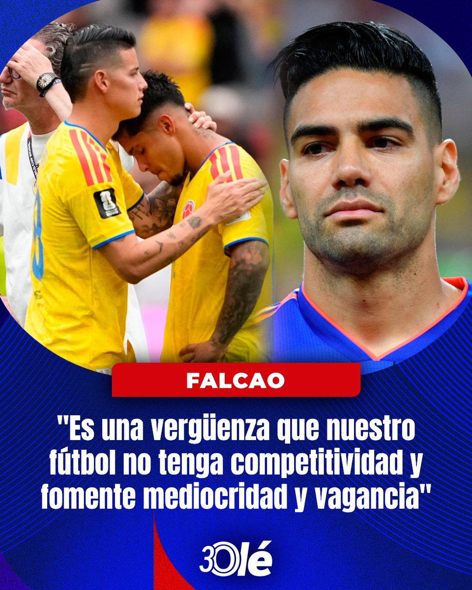 DiarioOle's tweet photo. 🇨🇴❗ "ES UNA VERGÜENZA QUE NUESTRO FÚTBOL NO TENGA COMPETITIVIDAD Y FOMENTE MEDIOCRIDAD Y VAGANCIA"  

▶️ Radamel Falcao fue muy duro tras la eliminación de Colombia en el Mundial y apuntó contra la estructura del fútbol profesional colombiano

🗣️ "Nuestra formación tiene que mejorar,  el cuidado, la atención, las herramientas y la infraestructura que se le debe dar a nuestros jóvenes y a las inferiores"

🗣️ "Tenemos que trabajar en nuestro fútbol, en nuestros equipos, en nuestros clubes y en la selección"

🎙️ ESPN