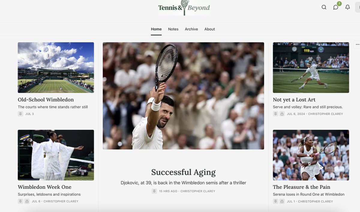 christophclarey's tweet photo. Hope you'll join us at Tennis &amp; Beyond, the site I founded in 2023. I'm writing regularly for it here at #Wimbledon with a mix of free and paid content. 

It's a respectful, growing community, and I look forward to interacting with subscribers there. Thanks!

#getty https://t.co/MEPBH49naQ
