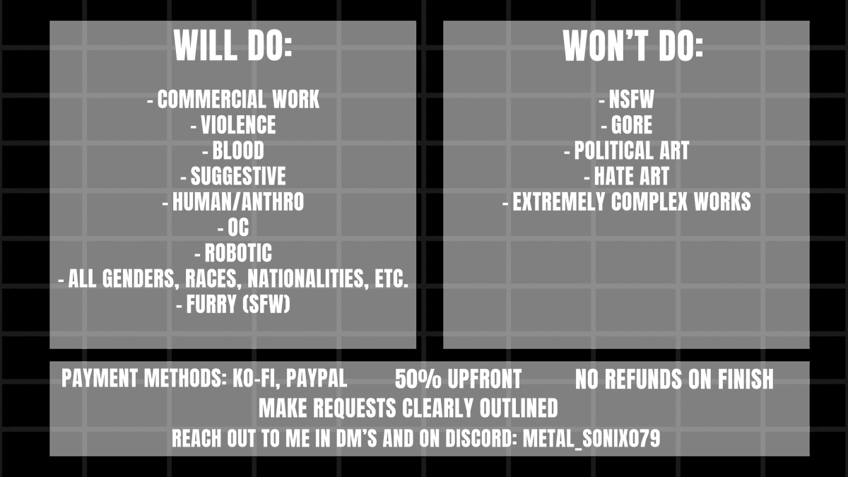 SonixArtistic's tweet photo. Friendly reminder that I have commission slots available! 

Reach out to me in DM's or on my Discord, metal_sonix079 https://t.co/oTNSujuggI