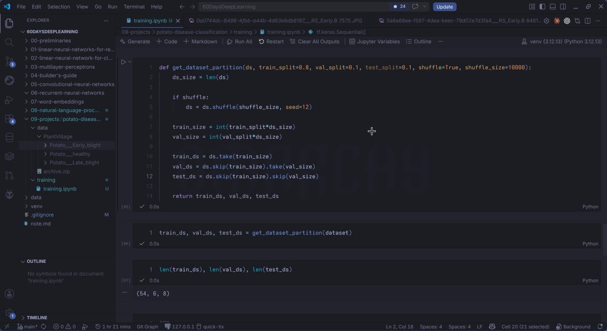 m76760052's tweet photo. #LSPPDay38
- Started building a potato disease classification project with TensorFlow
- Loaded and explored the PlantVillage dataset
- Implemented dataset partitioning, preprocessing, caching, and data augmentation
@lftechnology #60DaysOfLearning2026 #LearningWithLeapfrog https://t.co/LBRmPzKPxk