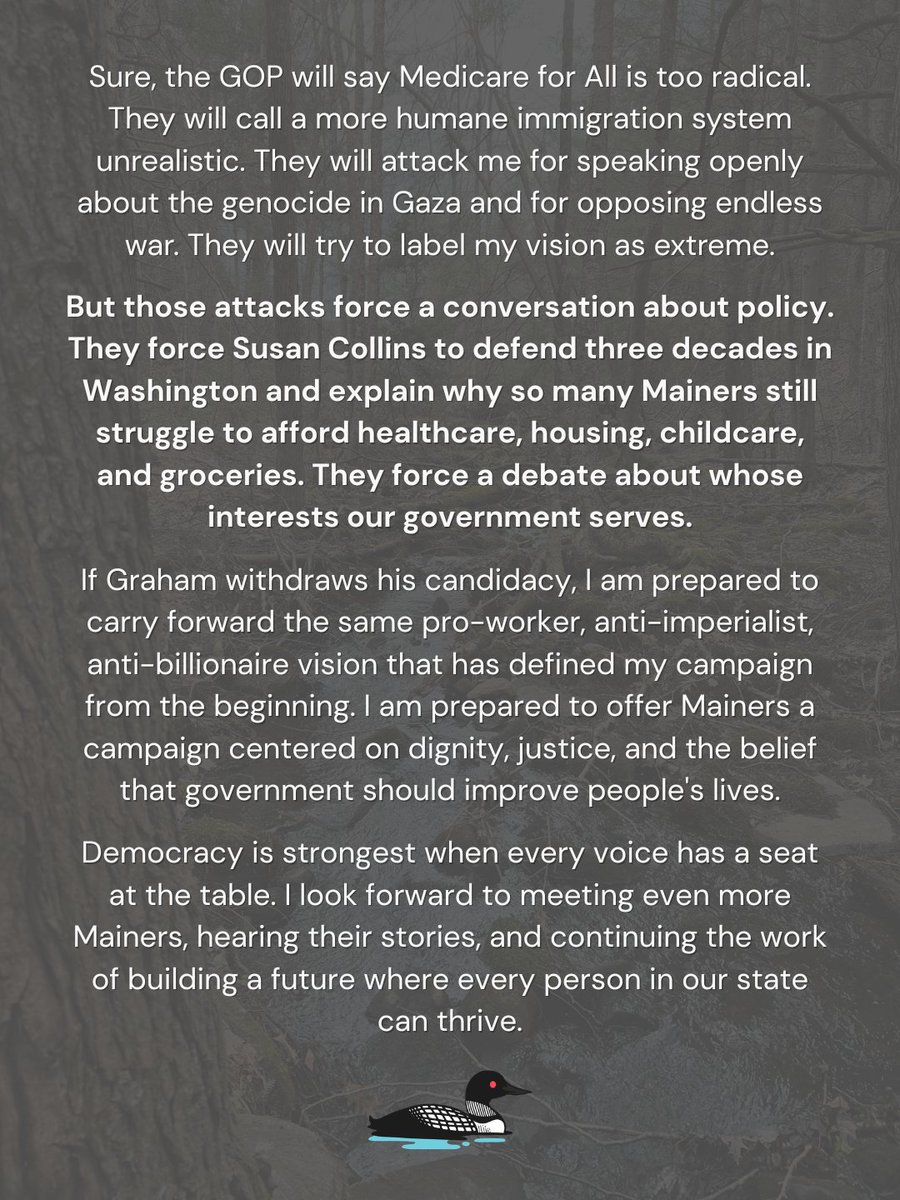 LoudforSenate's tweet photo. The strongest candidate to defeat Susan Collins is one who can keep the conversation focused on the future rather than on defending the past. I am a social worker whose career has been dedicated to serving others. My record is one of advocacy, organizing, and public service. https://t.co/mC5VhiwhWn