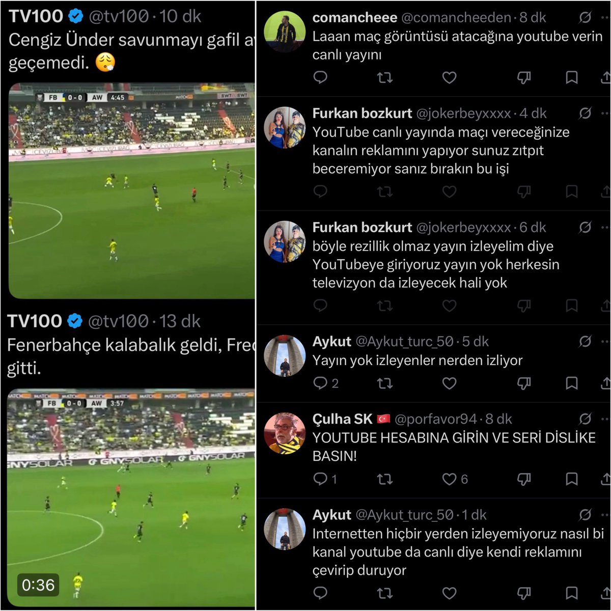 TV100'e Fenerbahçe Maçı Yayınında Tepki: Reklamlar ve Gecikmeler Tartışma Yarattı