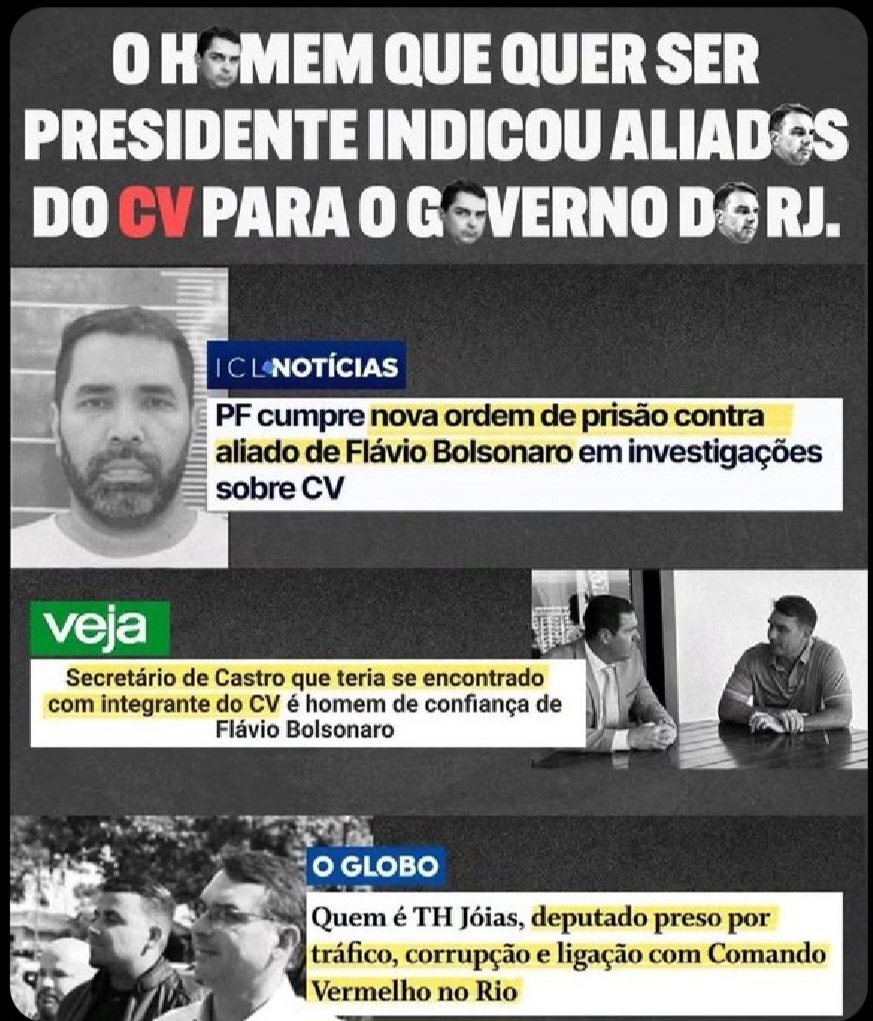 Galakbio's tweet photo. @GuilhermeMeire3 @rodaviva É sério mesmo que você acredita nisso? Por que não fizeram isso nos 4 anos do pai como presidente? Outra coisa...você acompanha os noticiários? Já viu ou leu quantos dos aliados/amigos e irmãozões estão envolvidos com facções criminosas? C.Castro, TH jóias,Bacelar, Vorcaro.... https://t.co/CyIG859OgG