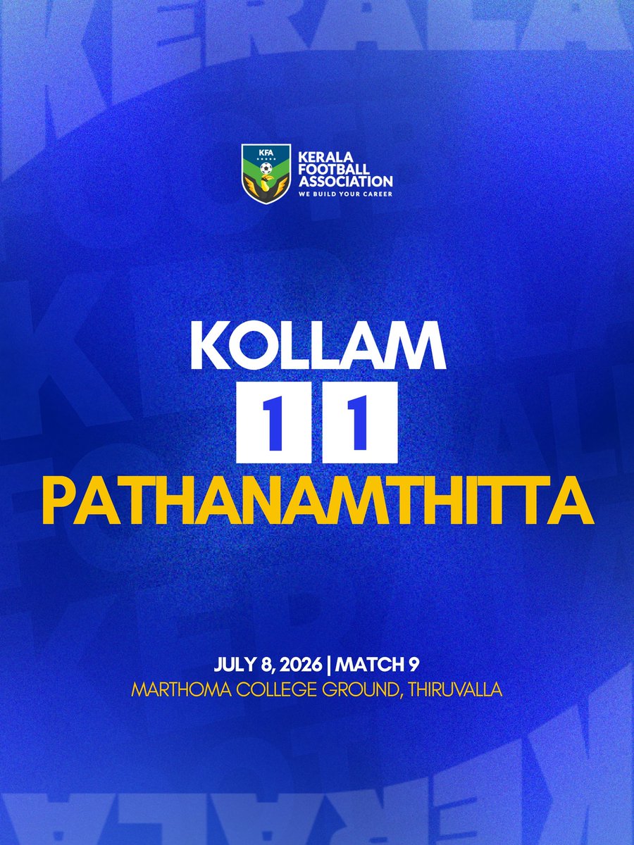 keralafa's tweet photo. Matchday 3 is in the books! 🏆⚽
Swipe to check out all the final scores from today's matches in the KFA Sub Junior Girls IDSC 2026-27.
Some massive performances out on the pitch today at Thiruvalla! Which match caught your eye the most? 👇👧🔥
#KFA #GirlsFootball #Matchday3 https://t.co/yHBHJiLIPi