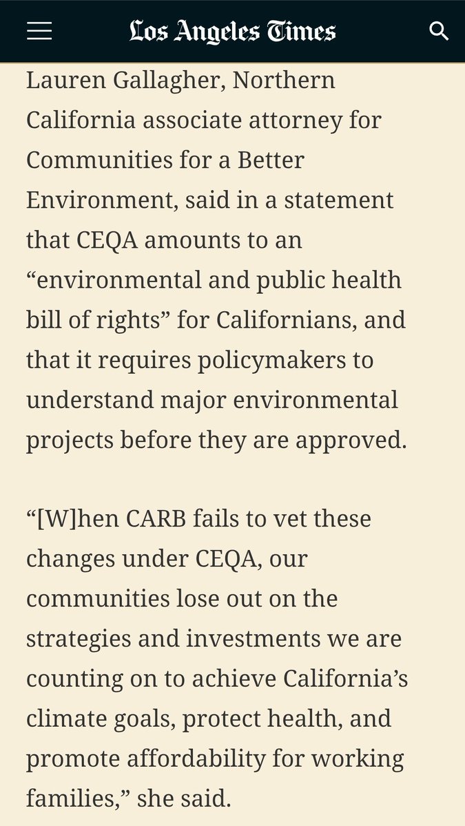 CBECal's tweet photo. "When CARB fails to vet these changes under CEQA, our communities lose out on the strategies and investments we are counting on to achieve  California’s climate goals, protect health, and promote affordability for working families," Lauren G, NorCal Associate Attorney with CBE. https://t.co/dd5PM4aiRx